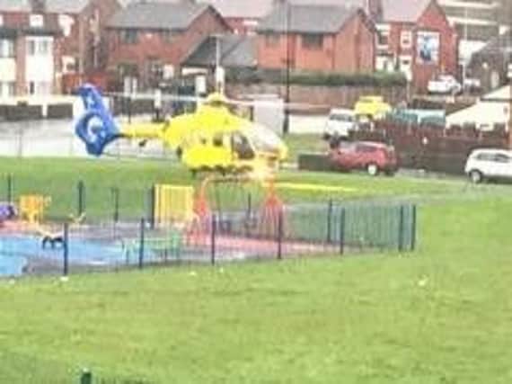Air ambulance on Tyrer Avenue