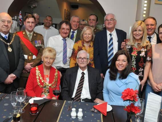 James Gallimore (known as Jimmy), celebrates his 100th birthday, surrounded by family, friends and the Mayor of Wigan Coun Sue Greensmith, at his son's restaurant, Howard Gallimore of Gallimore's Restaurant, Wigan.