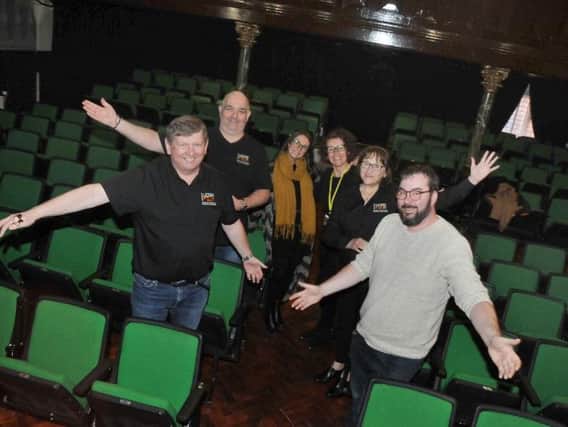Members of Wigan and Leigh Short Film Festival, are delighted to host the event at The Old Courts, Wigan, from left, Paul Costello, Rob Tongeman (both from film festival), Jess Rotherham, Jill Challinor (both from The Old Courts), Elizabeth Costello (from film festival) and Dave Jenkins (from the Old Courts)