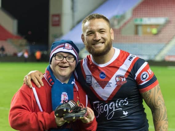 Fan Connah Campbell received Jared Waerea-Hargreaves's boots after the World Club Challenge