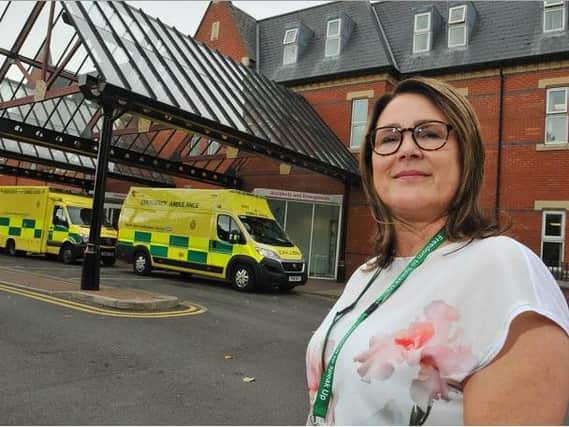 Mary Fleming, chief operating officer, outside Wigan Infirmarys A&E department