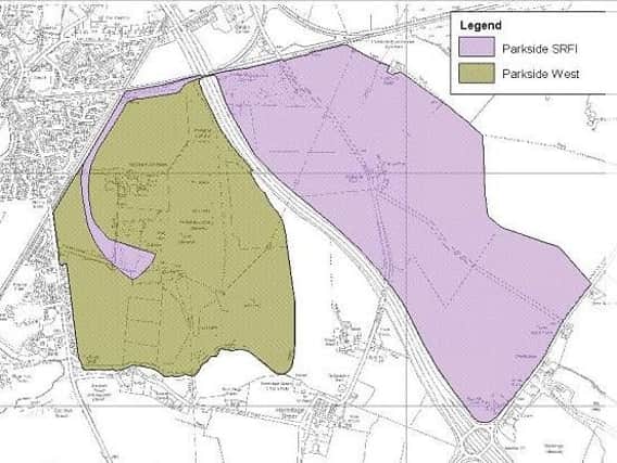 A map showing the scale of the development proposed for Parkside