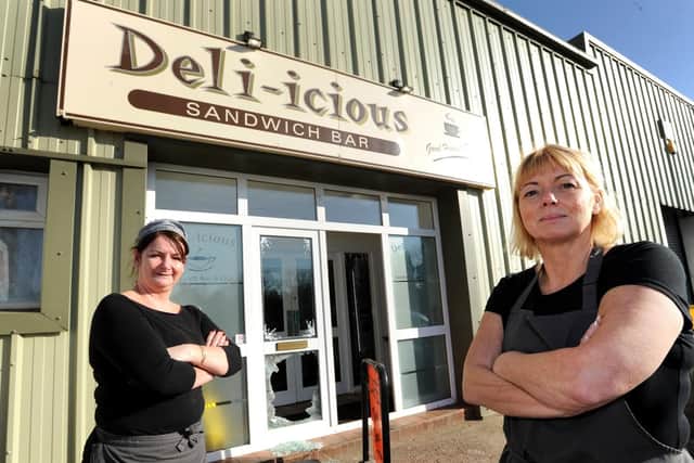 Sarah Clarke (right) and Stella Dixon, from the Deli-icious cafe, who had a break-in last night.