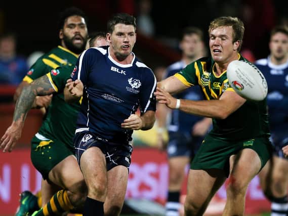 Lachlan Coote, playing against Australia for Scotland, is keen to play for Great Britain. Picture: SWPix
