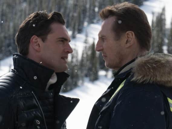Tom Bateman as Trevor Calcote aka Viking and Liam Neeson as Nelson Coxman in Cold Pursuit