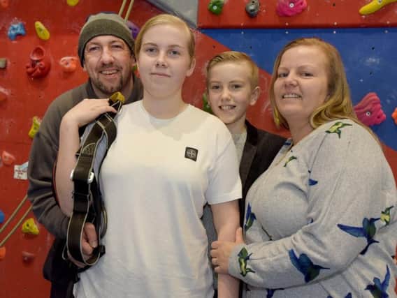Abbie Parkes-Holden with her family at Wigan Youth Zone