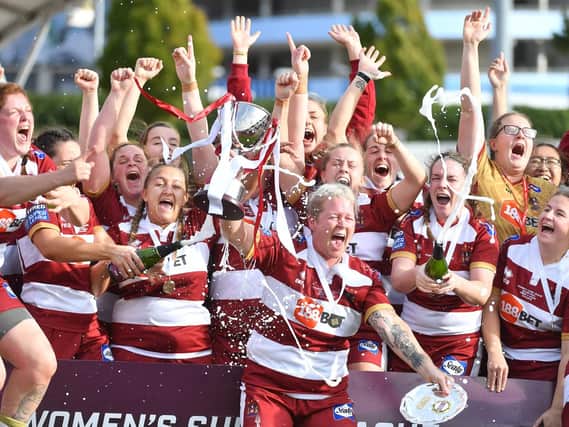 Wigan's women's team celebrate Grand Final success