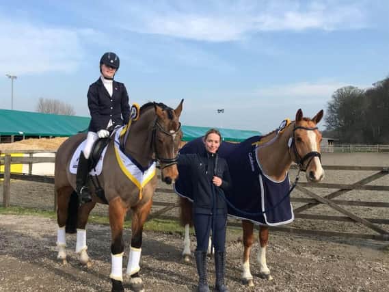 Caitlyn Saddington with trainer Olivia Voce and her horses, Nirvana Morroko and Dreamallo