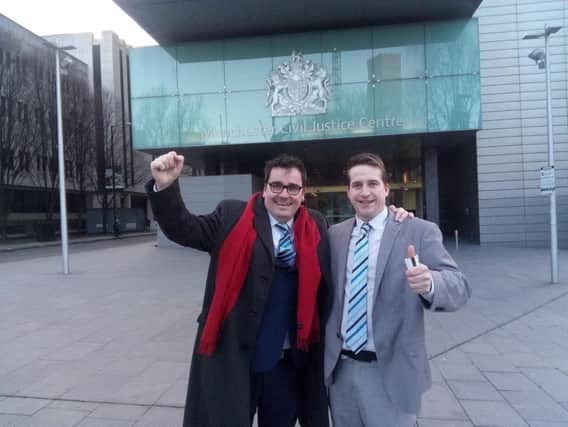 Gareth Fairhurst and Coun Steve Jones after winning their court case last year
