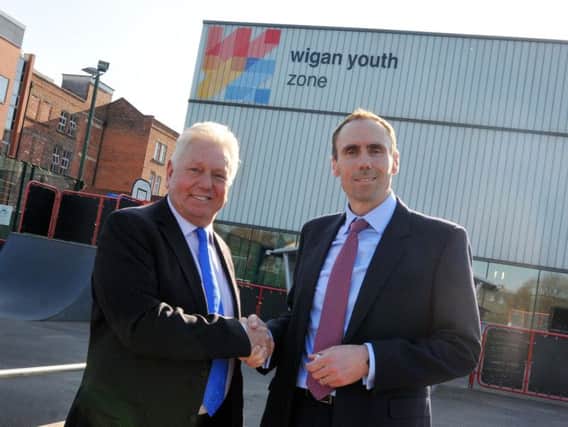 A change of the board at Wigan Youth Zone, Martin Ainscough is stepping down from chairman and passing the title to his cousin Bills son Richard Ainscough, right