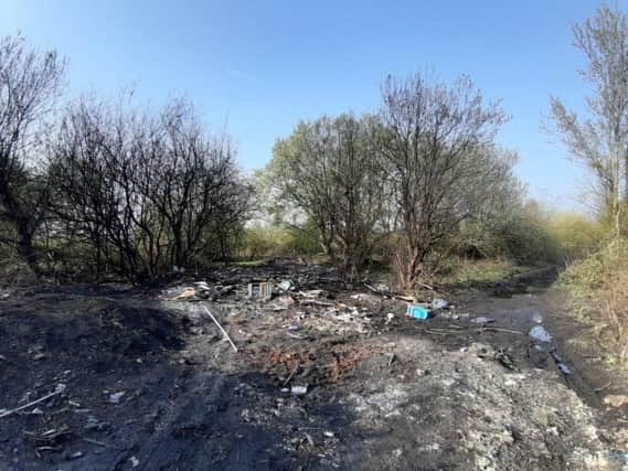 The site in Hindley where toxic objects were placed in a fire