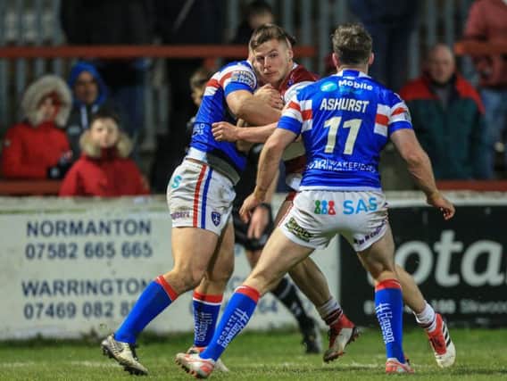 Action from the Wakefield vs Wigan match