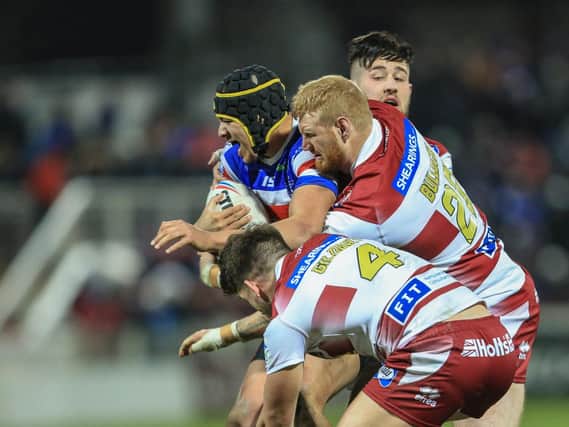 Action from Wakefield vs Wigan