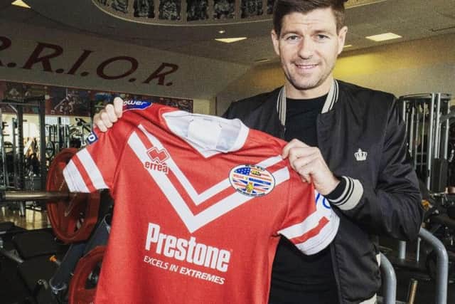 Gerrard with Wigan's one-off Magic Weekend shirt. Picture: Wigan Warriors