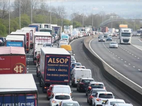 Traffic on the M6 following the collision