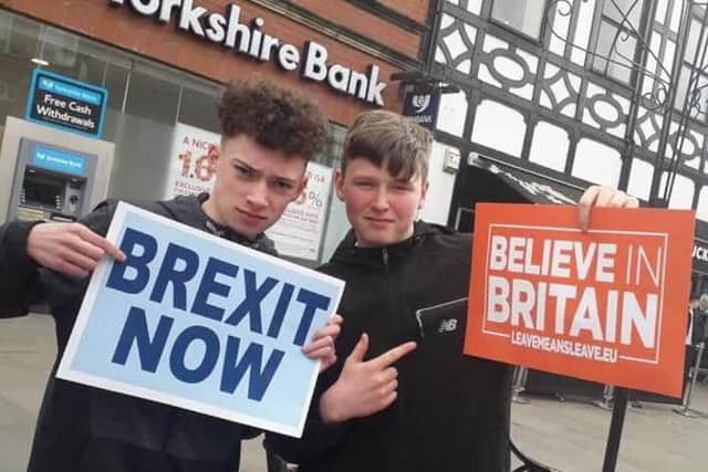 Supporters of leaving the EU gather in the town centre for Wigan Borough 4 Brexits rally