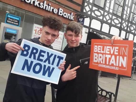 Supporters of leaving the EU gather in the town centre for Wigan Borough 4 Brexits rally
