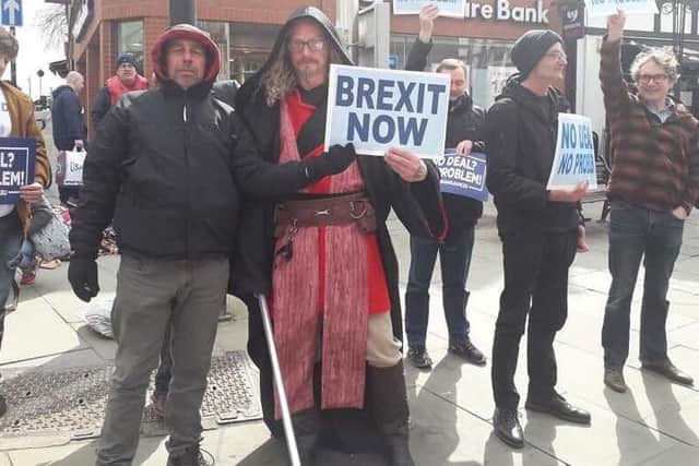 Supporters of leaving the EU gather in the town centre for Wigan Borough 4 Brexits rally