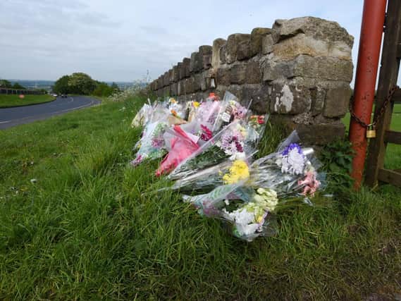 Flowers close to the scene in Parbold where Alex Davies' body was found