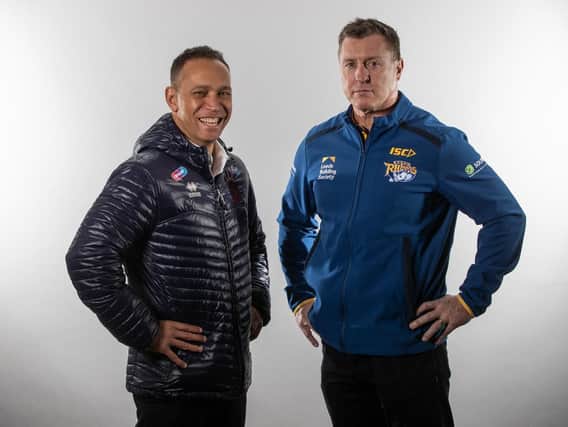 Adrian Lam and Dave Furner at the Betfred Super League launch earlier this year
