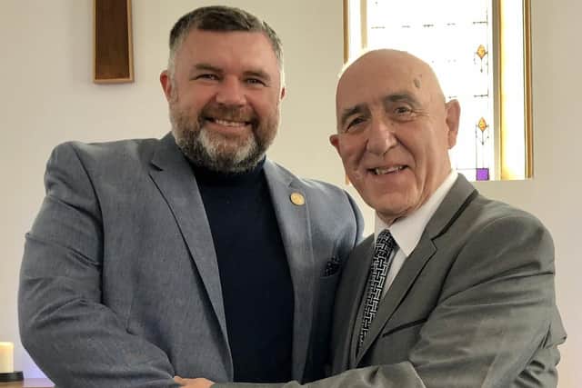 Bishop Steven Evans (left) with Rev Banks