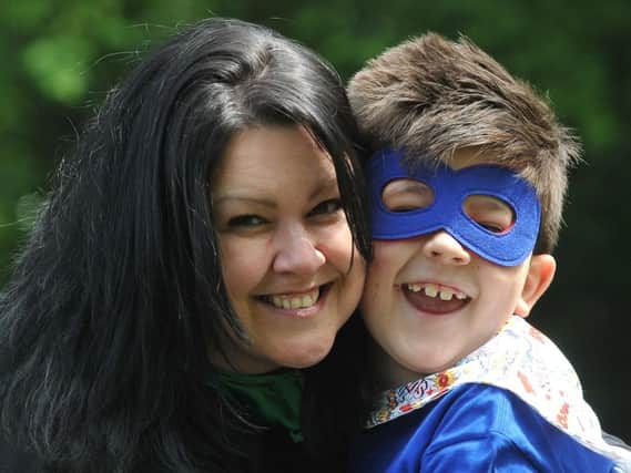 Jane Cubbin with her superhero son Josh