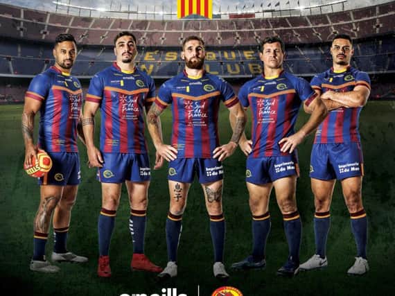Catalans Dragons in their Nou Camp kit