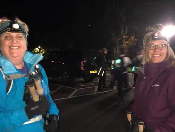 Sam Patterson and Tracey Wadsworth on their night-time trek
