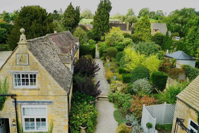 The landscaped gardens at Cotswold House Hotel and Spa.