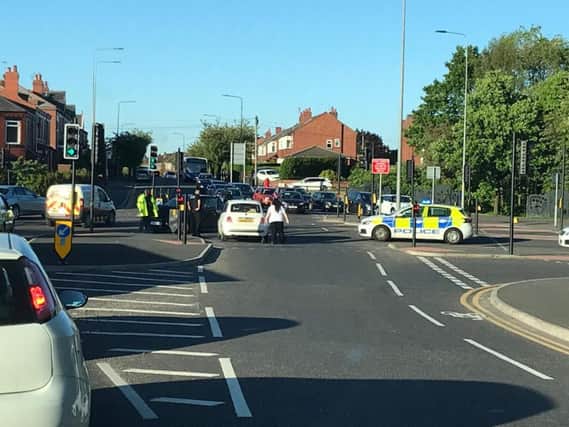 The road was closed as police dealt with the incident