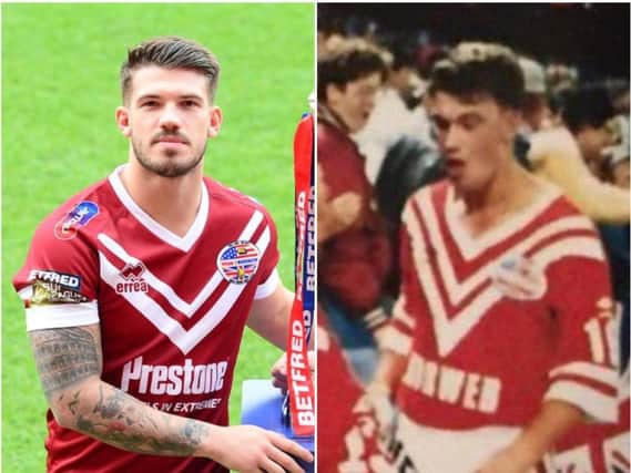 Oliver Gildart is Wigan's retro shirt paying tribute to the kit worn by dad Ian in the Milwaukee game 30 years ago