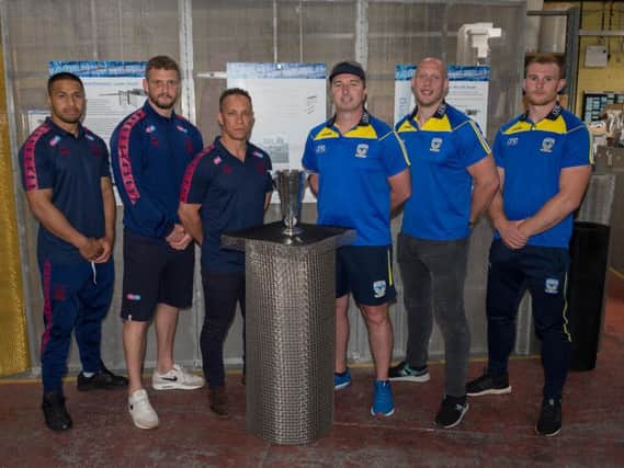 Jack Hughes (far right) and Sean O'Loughlin (second left) at a Locker Cup media launch this week