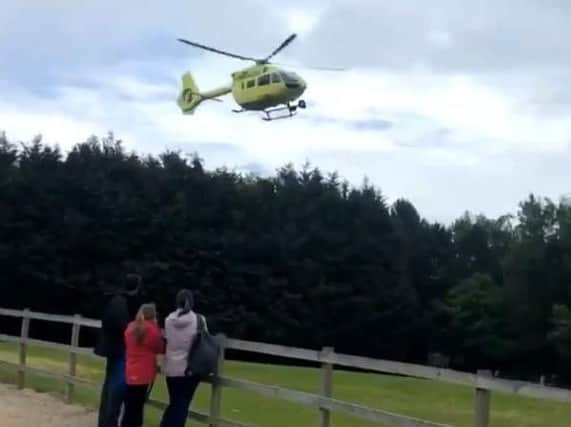 An air ambulance helicopter near Lightwater Valley