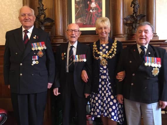 The three Normandy veterans with the former Mayor of Wigan