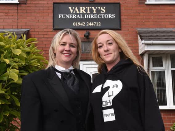Kristen Varty, from Vartys Funeral Directors, with Jennifer Oldfield, director of RU OK Mate?