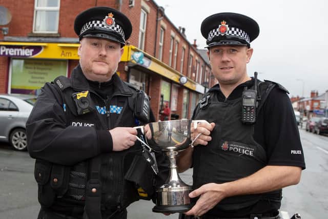 PC Andrew McCoombes and PC Stephen Lamb with the John Egerton Trophy