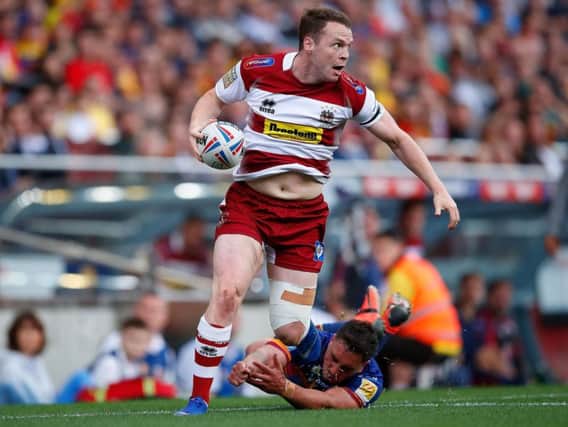 Liam Marshall races away... only to be denied a try at the Nou Camp