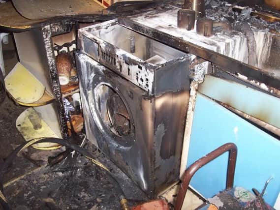 A tumble dryer fire taken by a fire officer from Lancashire