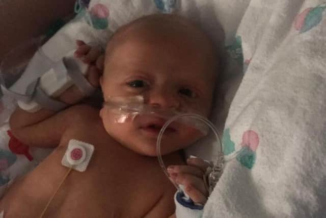 Baby Joshua in hospital