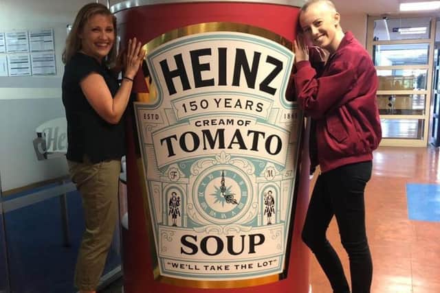 Laura Nuttall, with mum Nicola Nuttall, was given a tour of the Heinz factory in Wigan, one of the items on her bucket list