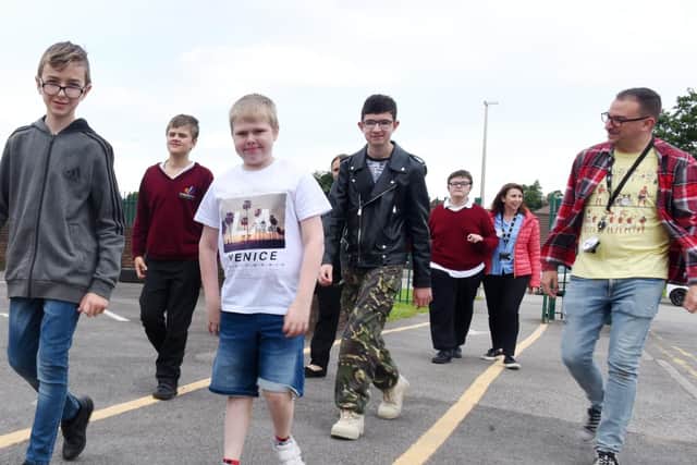 Staff and pupils at Landgate School doing the Brake fund-raising walk