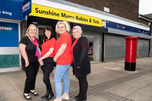 Elizabeth Heaton, Elaine Wilson, Charlotte Young and Tina K; Elaine Wilson, manager of the new Sunshine Mums Babies & Tots store