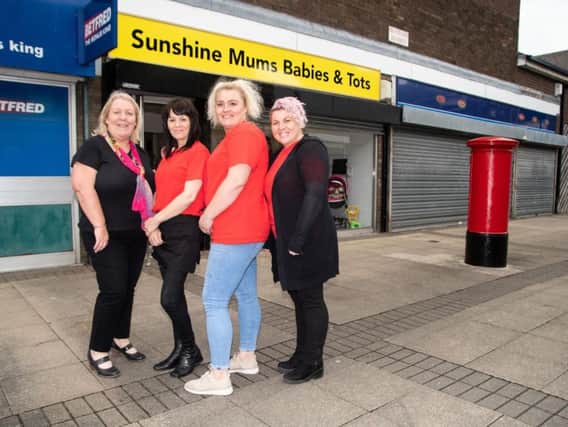 Elizabeth Heaton, Elaine Wilson, Charlotte Young and Tina K; Elaine Wilson, manager of the new Sunshine Mums Babies & Tots store