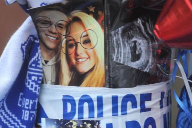 Pictures of Leah and Billy left at the scene