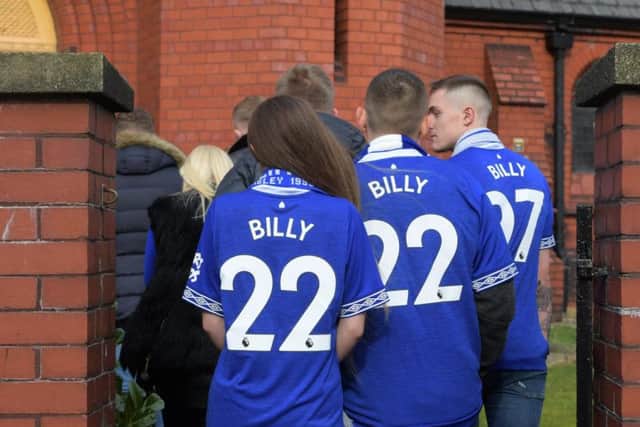 Friends wore Everton shirts - Billy's favourite club - to his funeral
