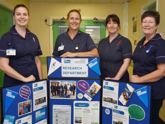 Claire Williams, Tracey Taylor, Anne Evans and Valerie Parkinson at the new facilityand below Tracey Taylor, senior clinical research nurse in the new hub
