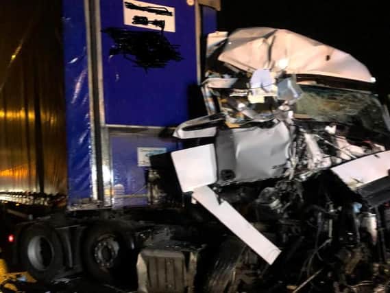 Highways England released this image of one of the vehicles involved in the collision
