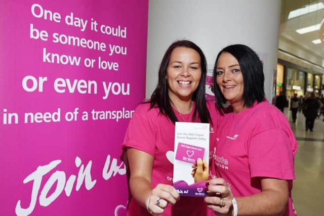 Louise Hughes and her mum Kath Sedgwick signed up dozens of people in the Grand Arcade