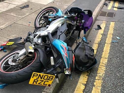 The motorbike after the crash