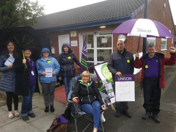 Addaction staff on the picket line
